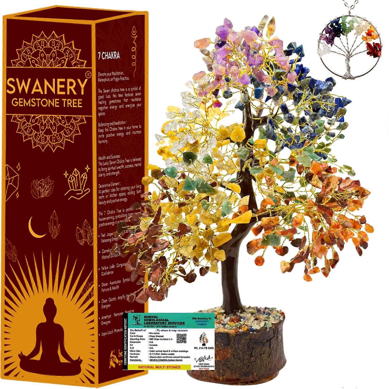 Seven Chakra Tree of Life Healing Crystal Bonsai with Natural Beads for Positive Energy and Luck