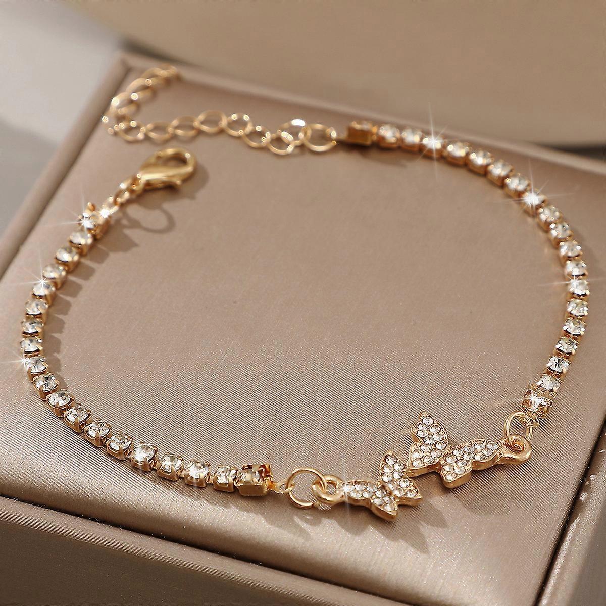 Silver Butterfly Bracelet for Women Fashion Luxury Rhinestone Charm Bracelets Versatile Bling Jewelery Accessories Party Gifts