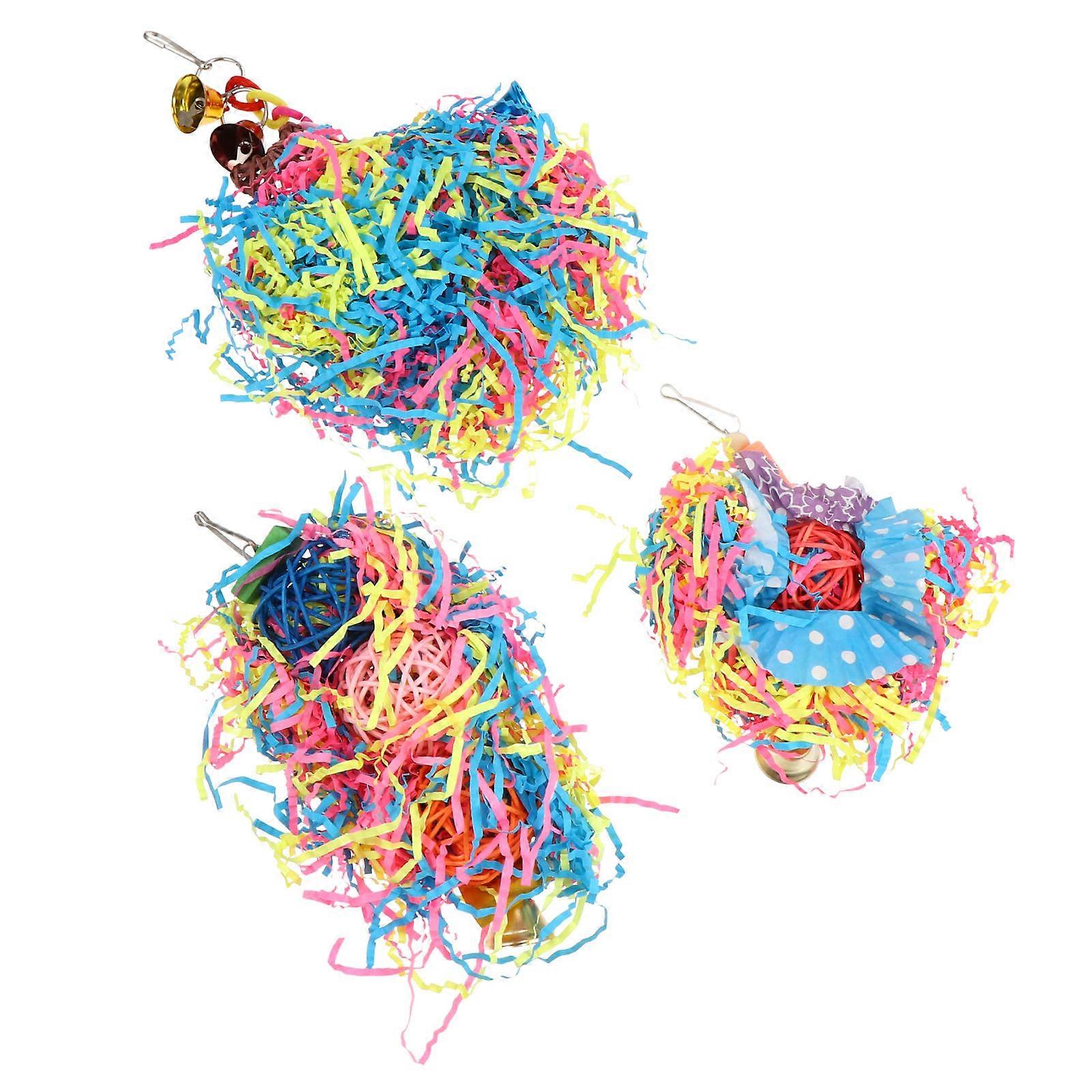 Parrot Chew Tool Hanging Toys for Pet Playing 3Pcs Assorted