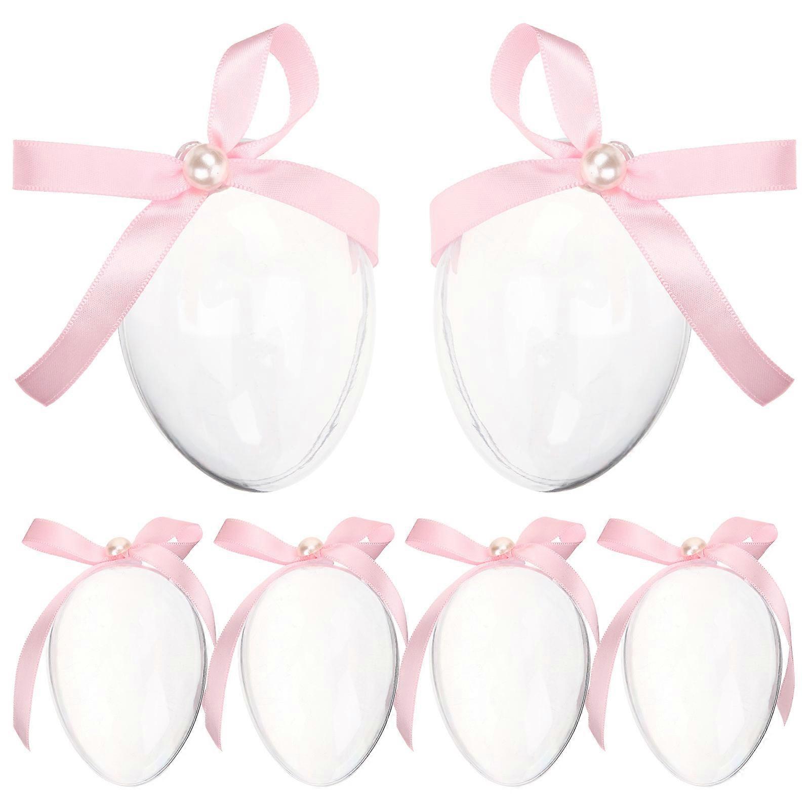 Egg Shape Easter Candy Box Pink for 6Pcs Clear Candy Holder