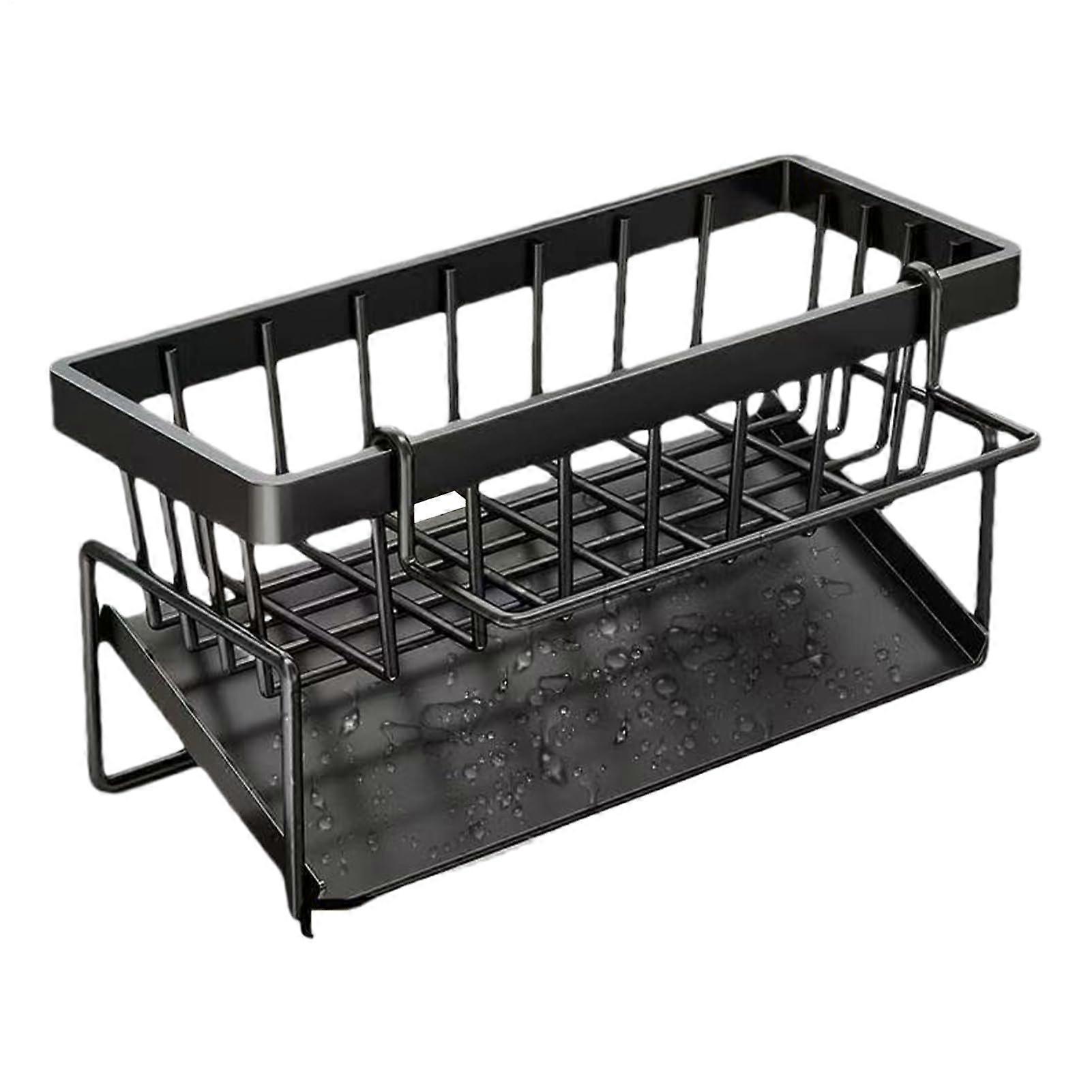 Kitchen Sink Organizer Stainless Steel Sponge Holder Double Layer Rust Resistant Caddy with Drainage