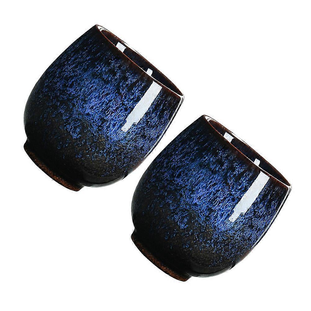 Ceramics Tea Cups Kung Fu for Tea Drinking 2Pcs Blue Delicate Ceramic Teacups