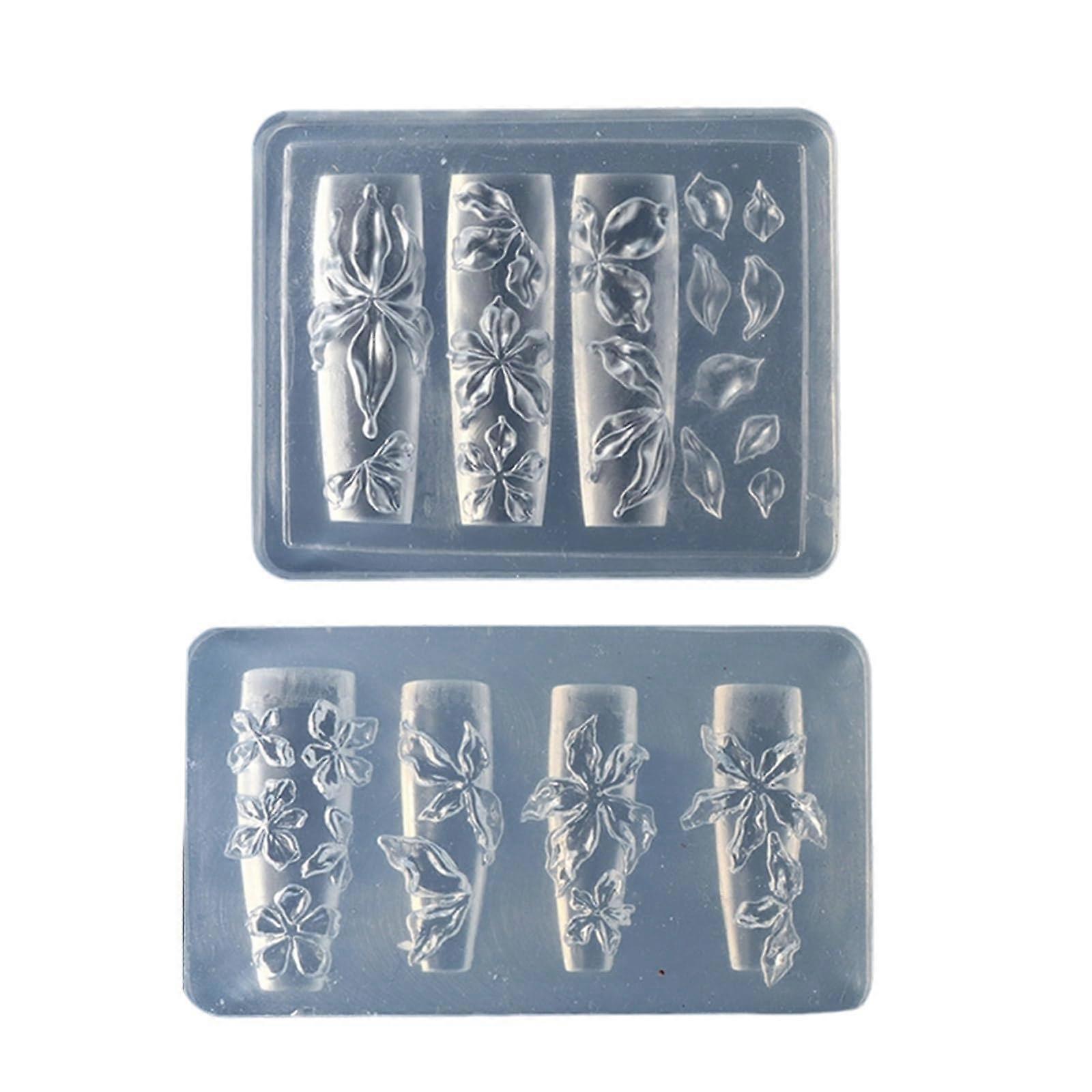 Silicone Floral Nail Art Mould with Precise Templates, Reusable DoublePiece Stencil for Embossing