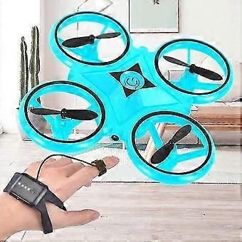 Mini dron para niños y principiantes, avión cuadricóptero rc de control de gestos de 360 giros con luz LED, dron controlado a mano de 3 modos con reloj inteligente