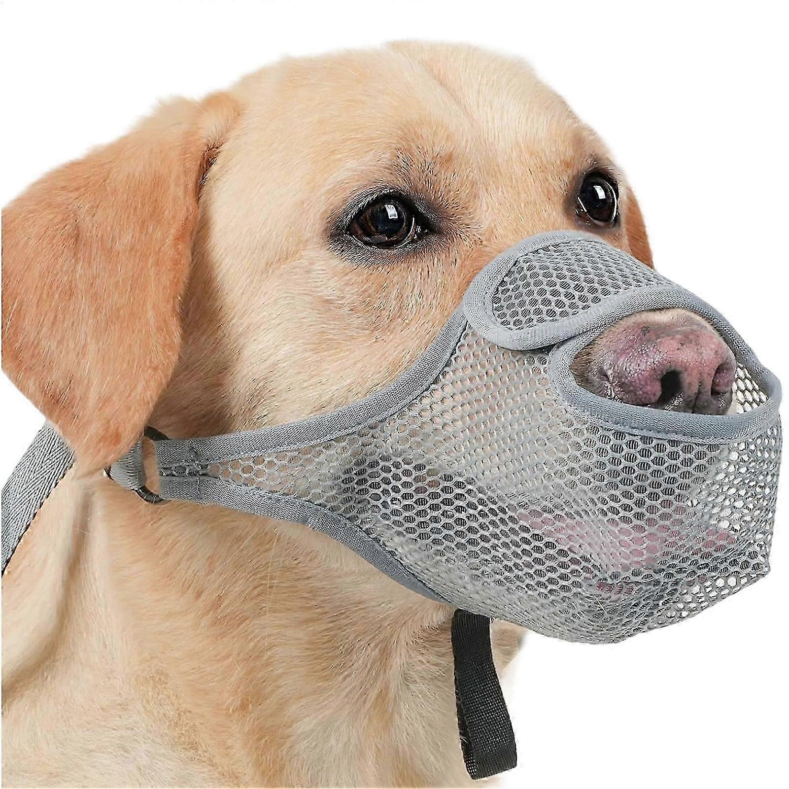 Dog Muzzle BasketStyle Mesh, Soft Mesh, Barking And Biting Prevention, Gray, 1 Count