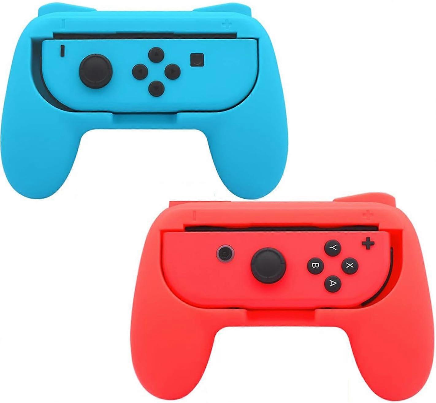 Switch JoyCon Grip Ergonomic Comfort Holder for Nintendo Switch OLED Controllers, Red and Blue 2 Pack