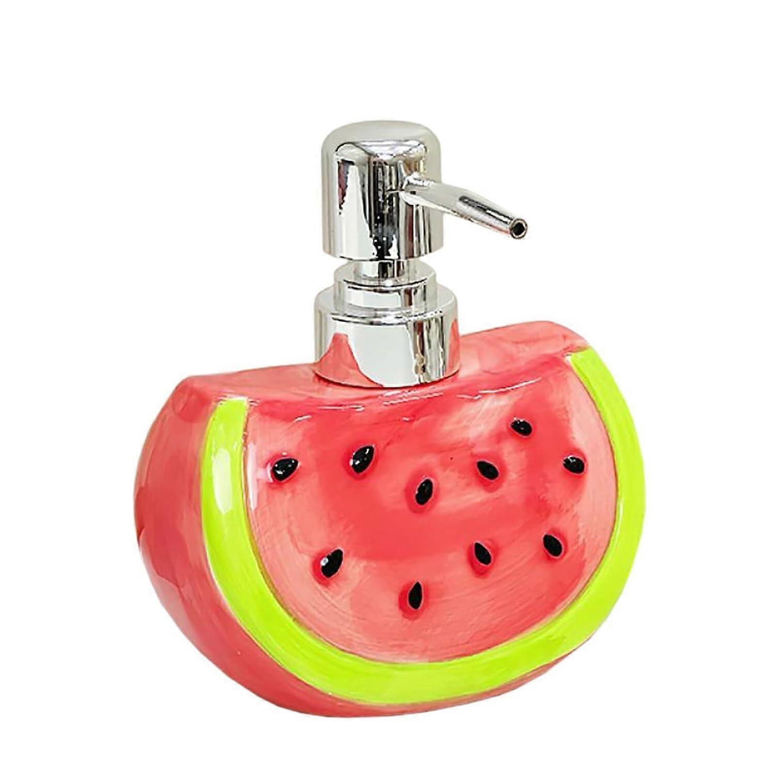 Watermelon Shaped Liquid Soap Dispenser with Durable Pump, Refillable Hand Soap Bottle for Bathroom Decor (Red)