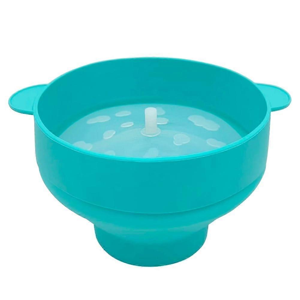 Microwave Popcorn Maker Silicone Foldable Bowl with Lid Light Blue for Home Kitchen