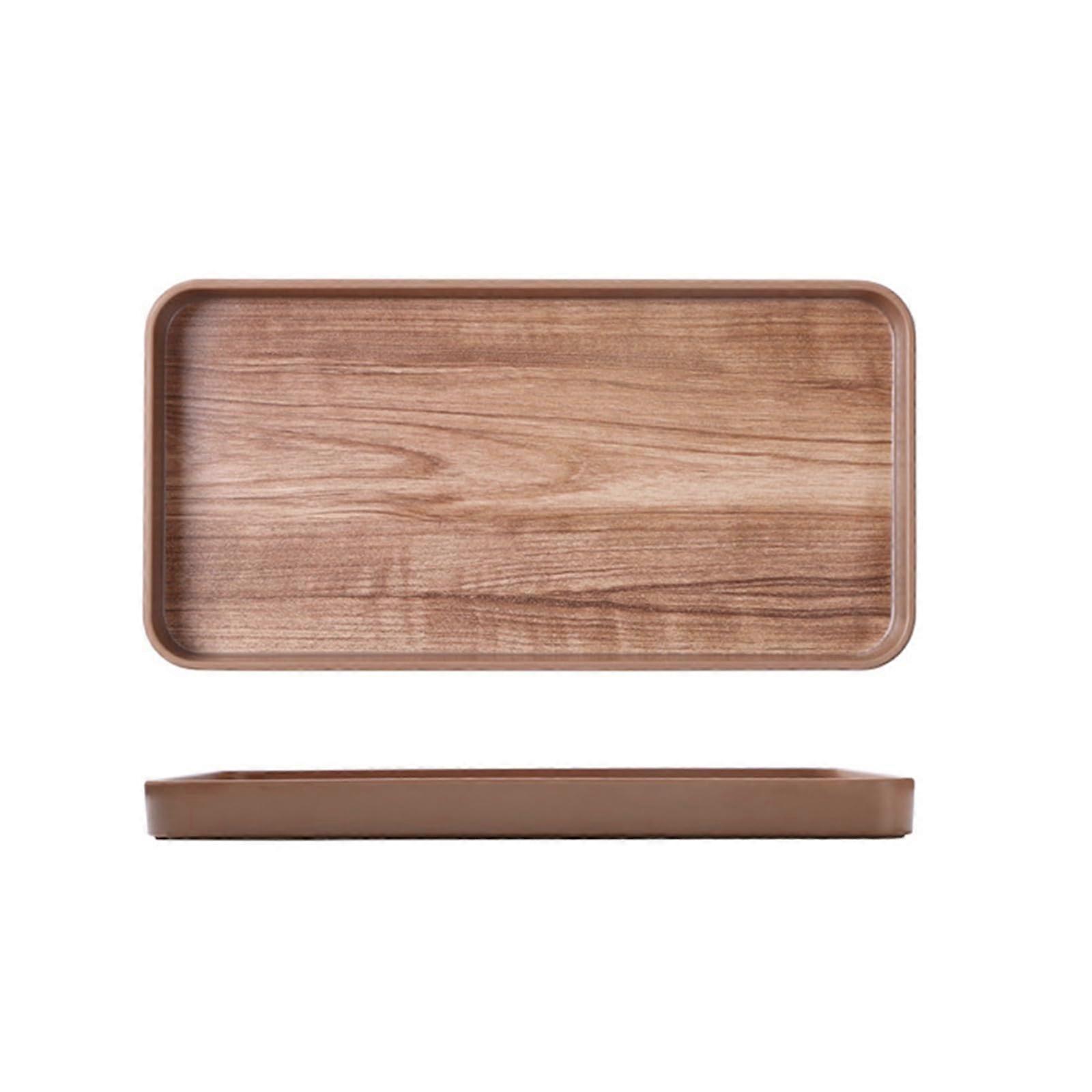Wooden Serving Tray Rectangular Large Capacity Rustic Finish for Breakfast Dinner Coffee Table 30x15cm
