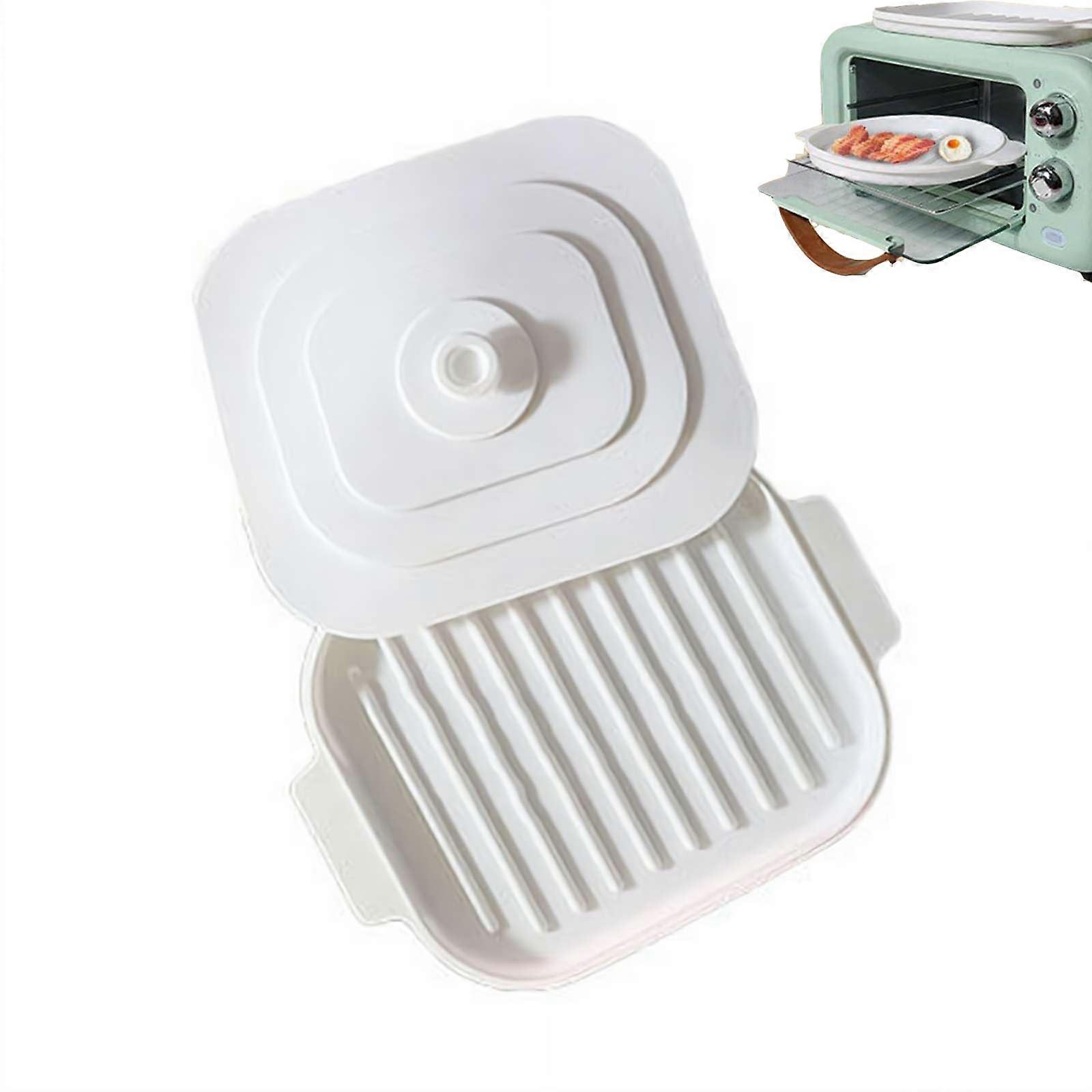 Microwave Bacon Cooker with Lid, Nonstick Silicone Tray for Fast GreaseReducing Cooking