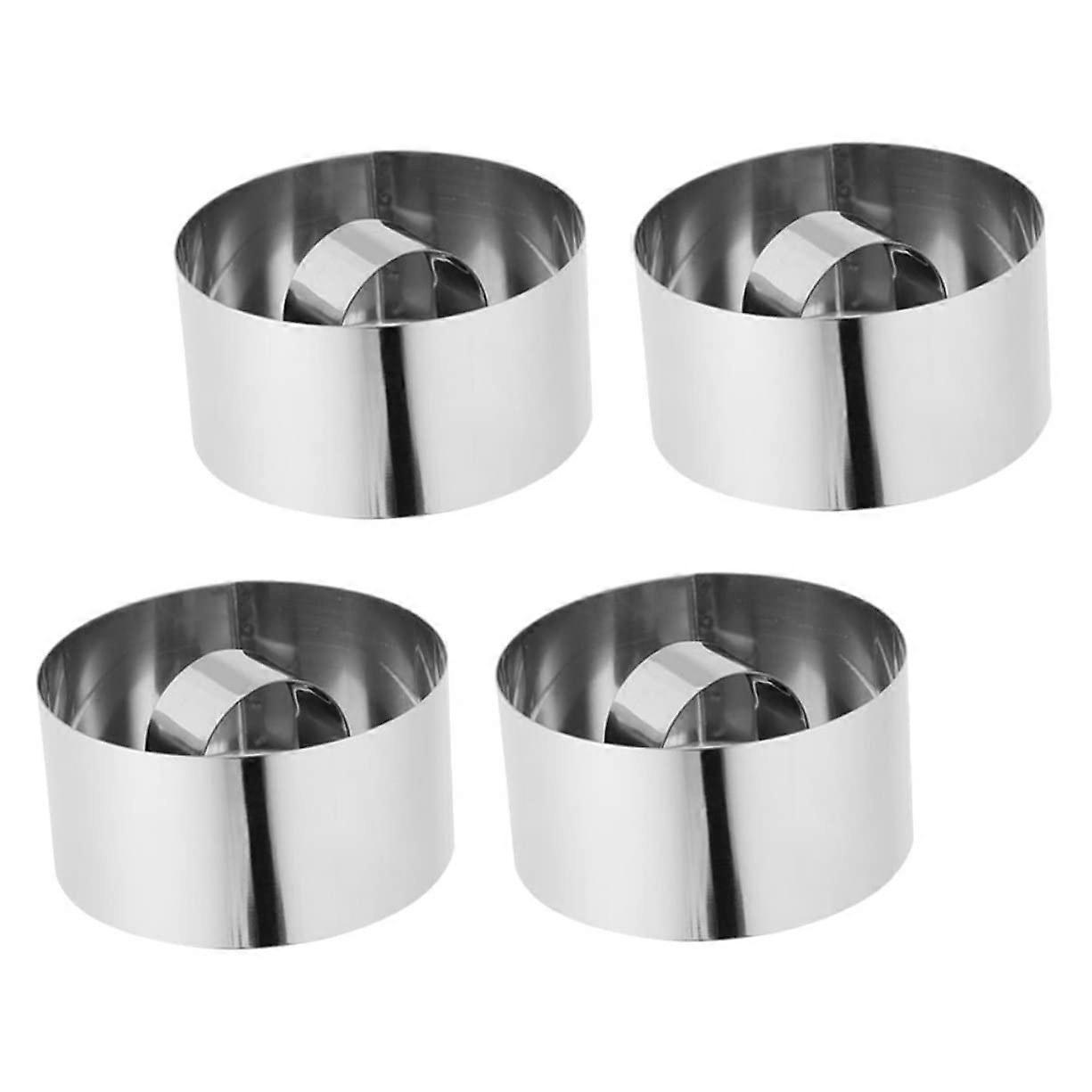 4Pcs Stainless Steel Cake Ring Molds Baking Mousse Cutters with Easy Clean Surface and Precise Edge