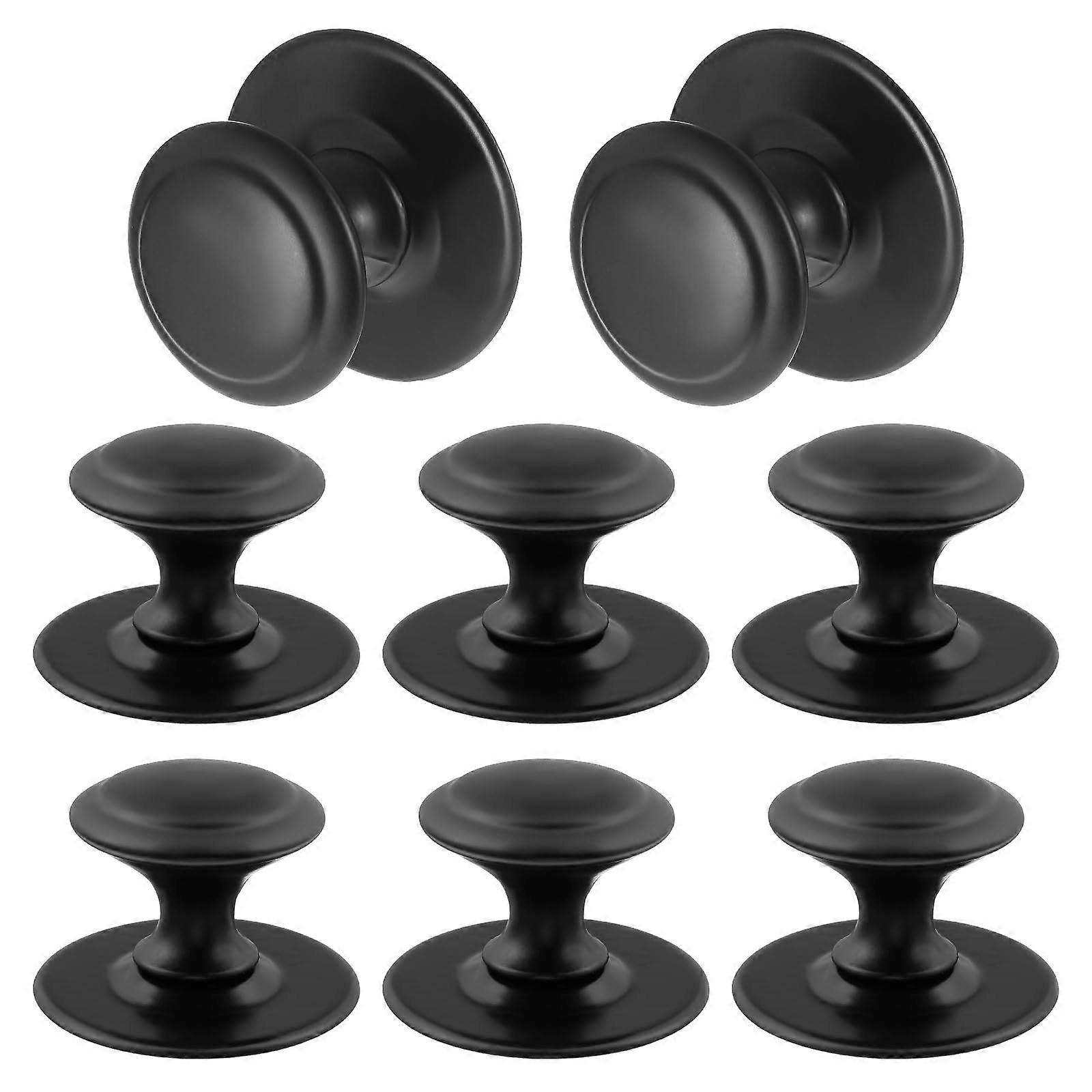 8 Pcs SelfAdhesive Cabinet Knobs Matte Black Stainless Steel Stick On Drawer Pulls No Drill