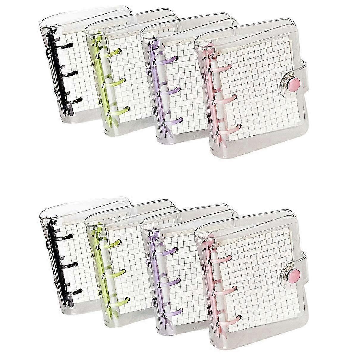 4 Pack Mini Transparent 3 Ring Binder Covers with Grid Inner Page