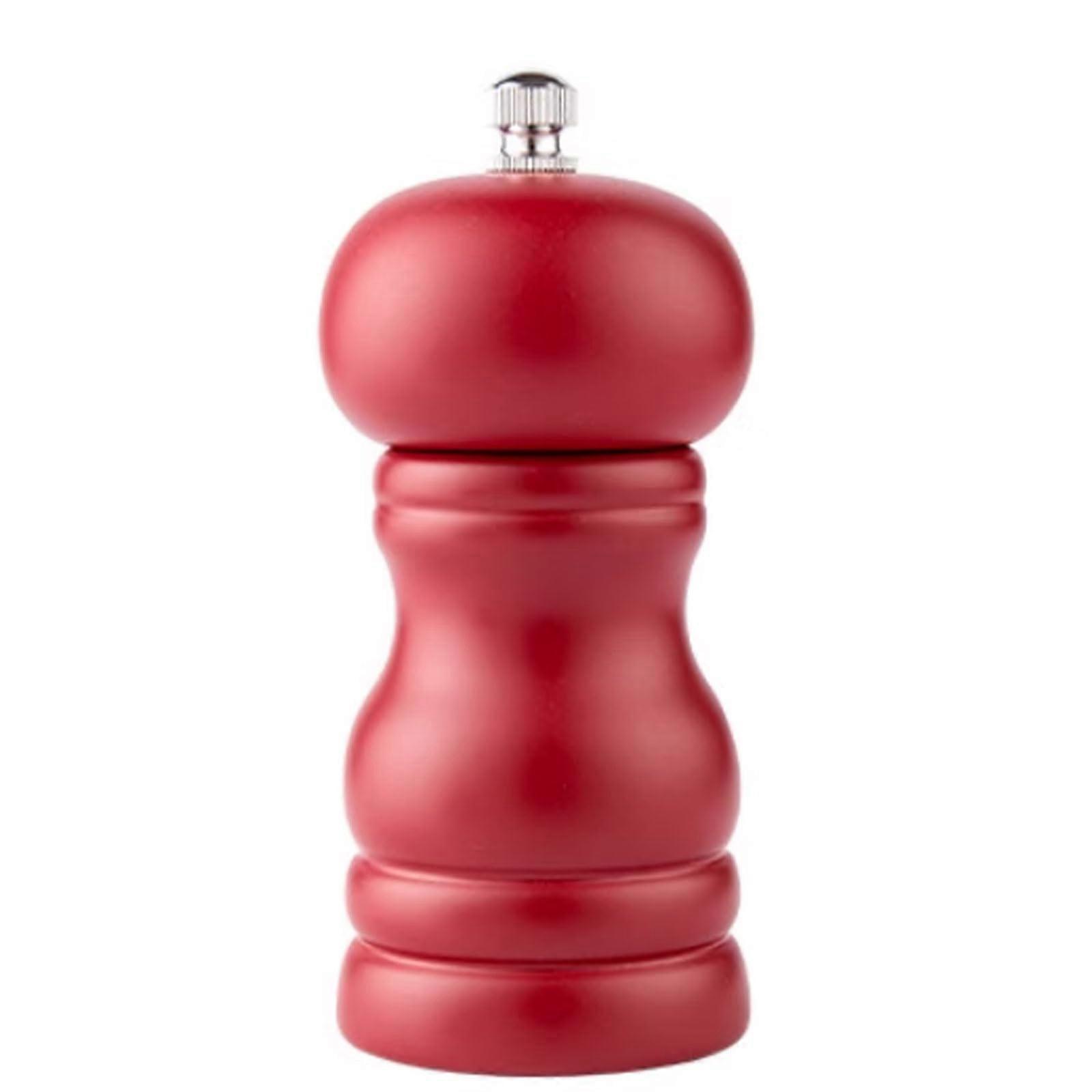 Pepper Grinder with Adjustable Ceramic Core, Wooden Manual Pepper Mill for Black Pepper Red
