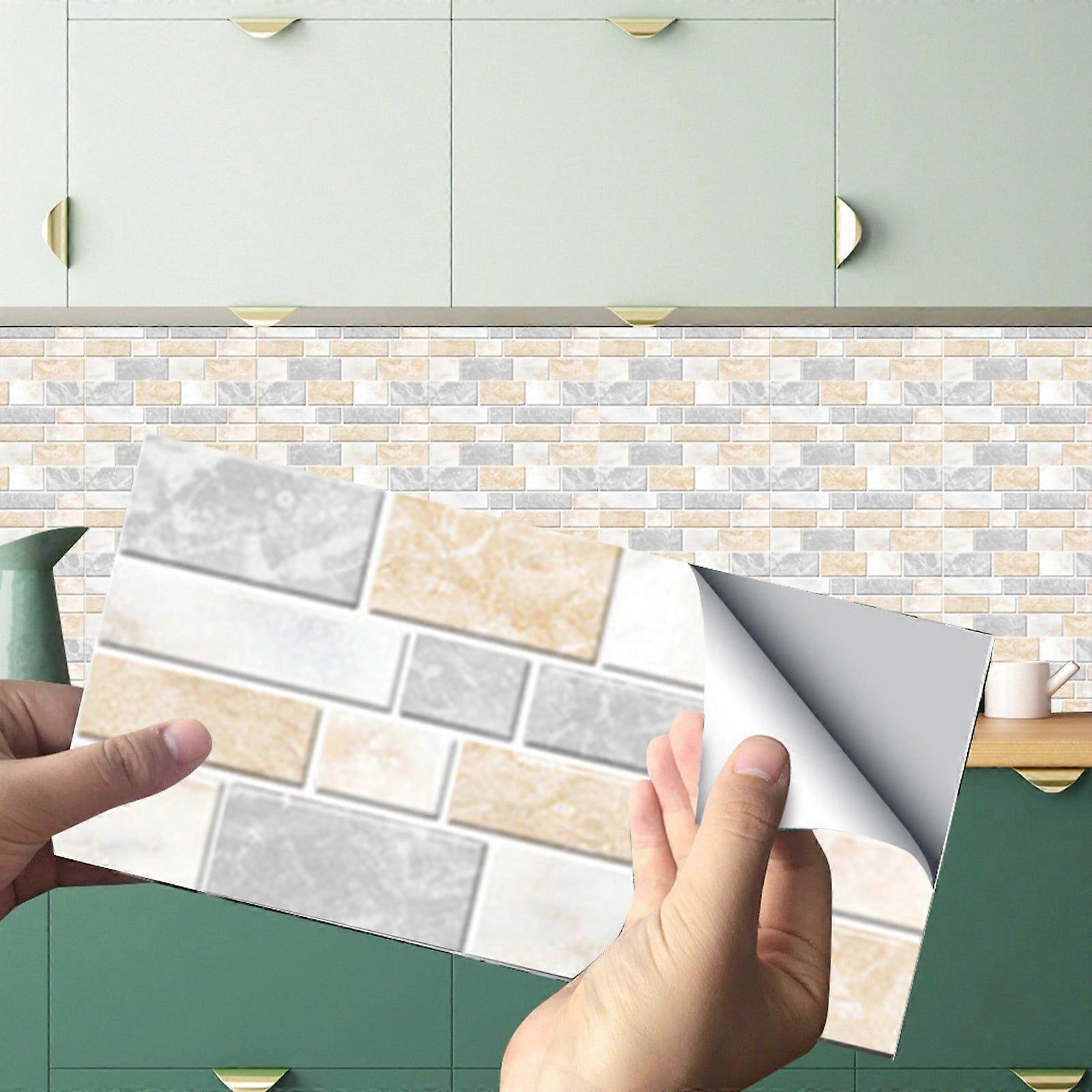 Home Decor 12Pc Peel and Stick Ceramic Tile Paste 3D Lattice Crystal Ceramic Tile Paste  W