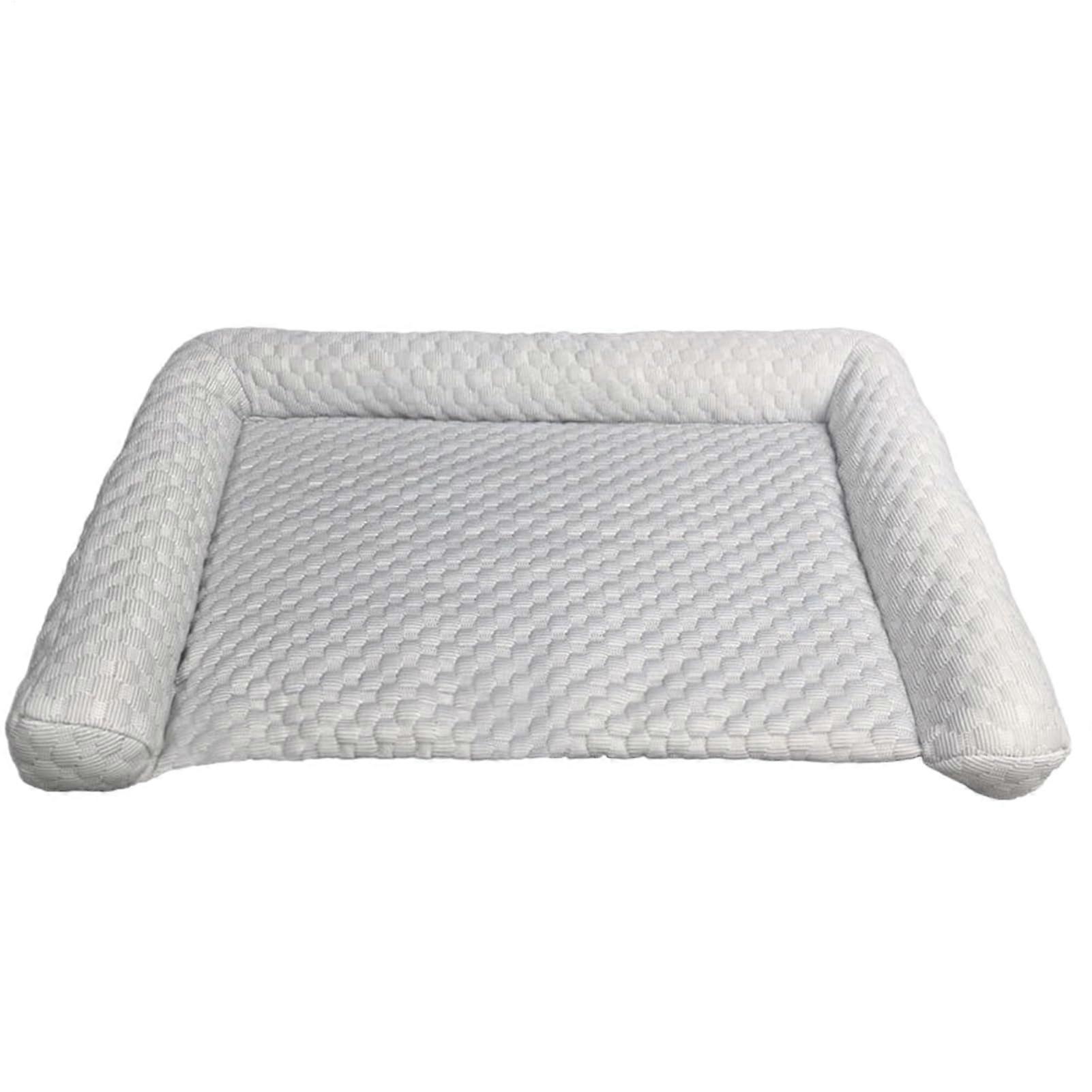 Cooling Dog Bed with Ice Silk Surface, Breathable Honeycomb Design, Joint Support, Gray L