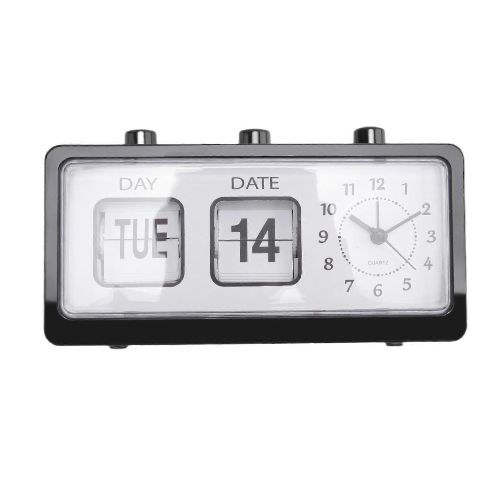 Mechanical Alarm Clock Novelty Flip Clock Desktop Digital Clock,Black