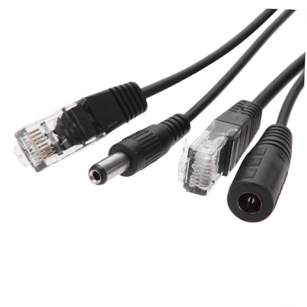 PoE Adapter and Injector Kit with Splitter Cables for IP Cameras, Extended Range, 2pcs Black