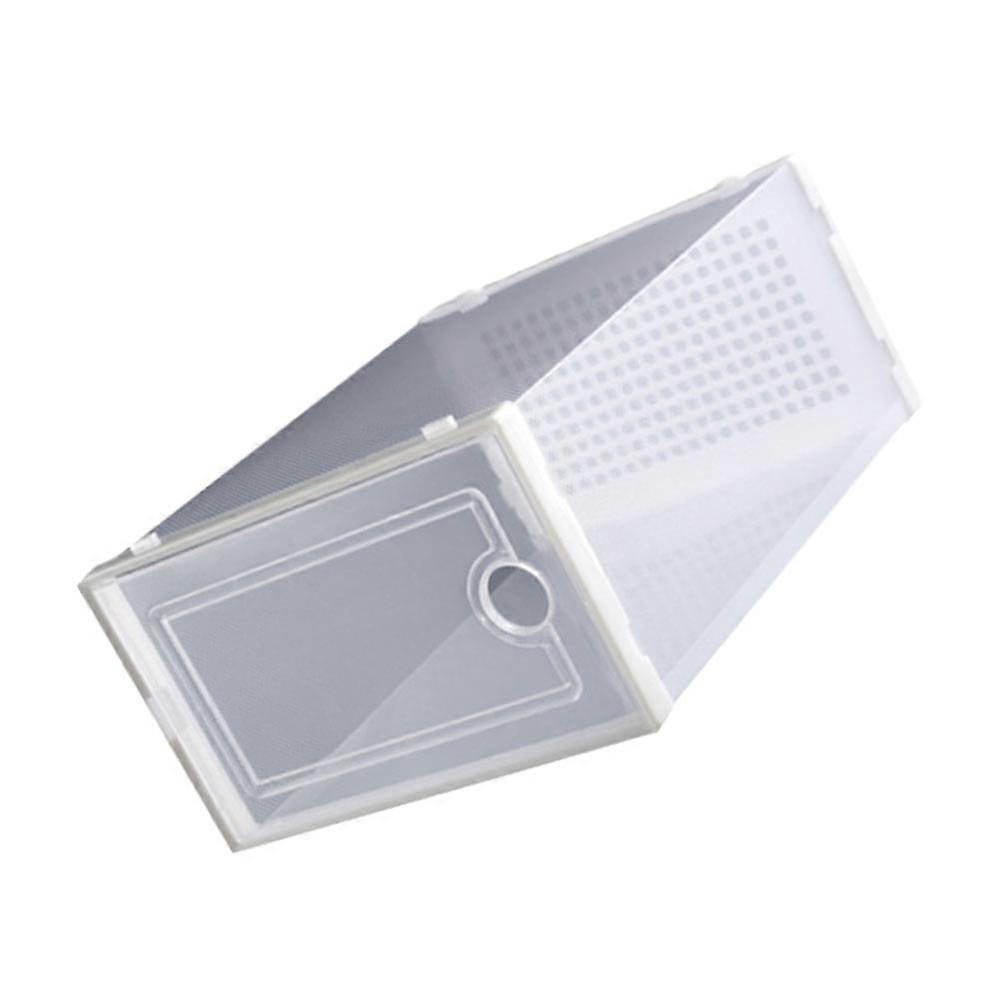 Plastic Shoe Boxes Drawer Type for Shoes Storage 2Pcs White Transparent