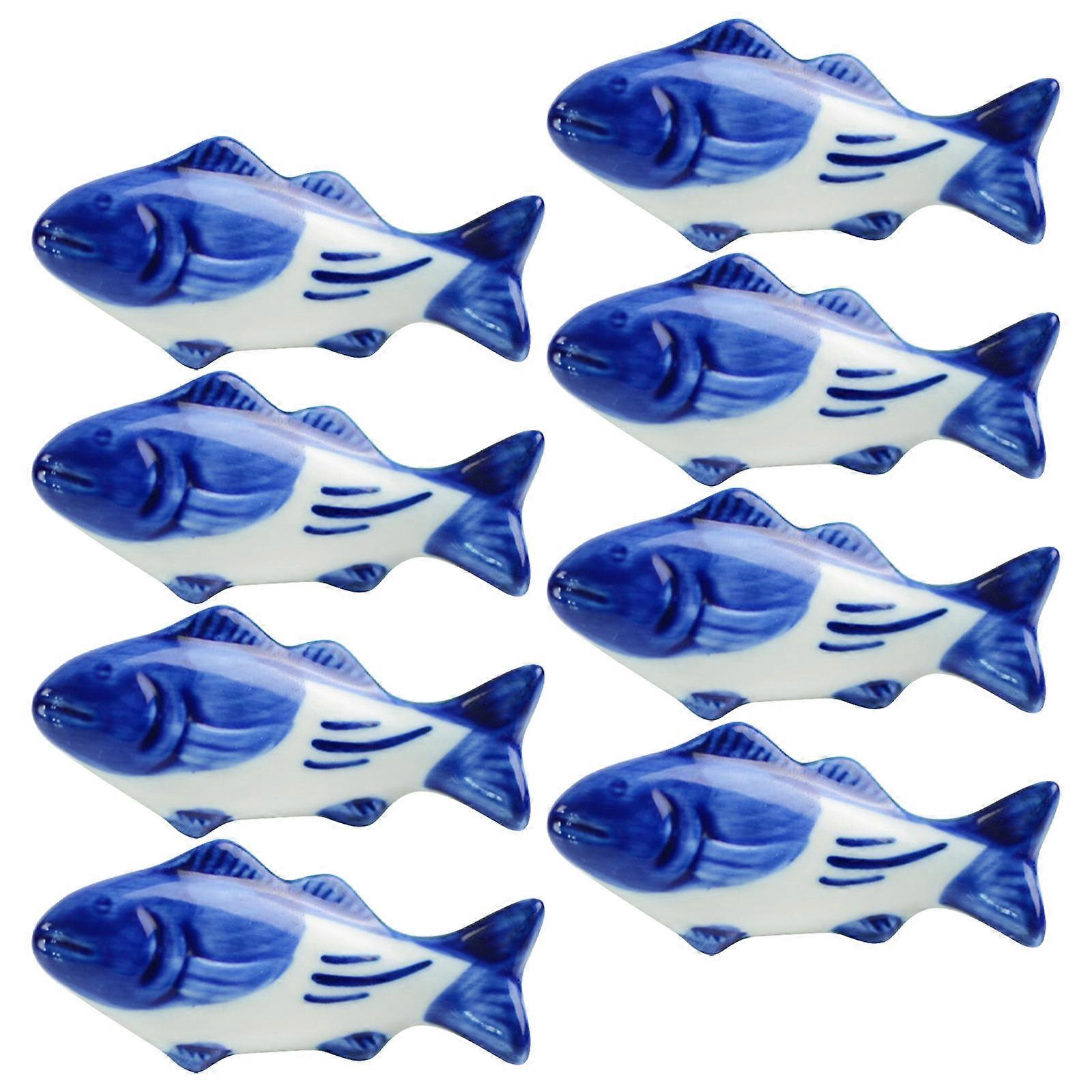 Creative Chopstick Rest Fish Shaped Ceramic Holder For Dining Table With Hygiene Protection And Prevent Rolling 8Pcs