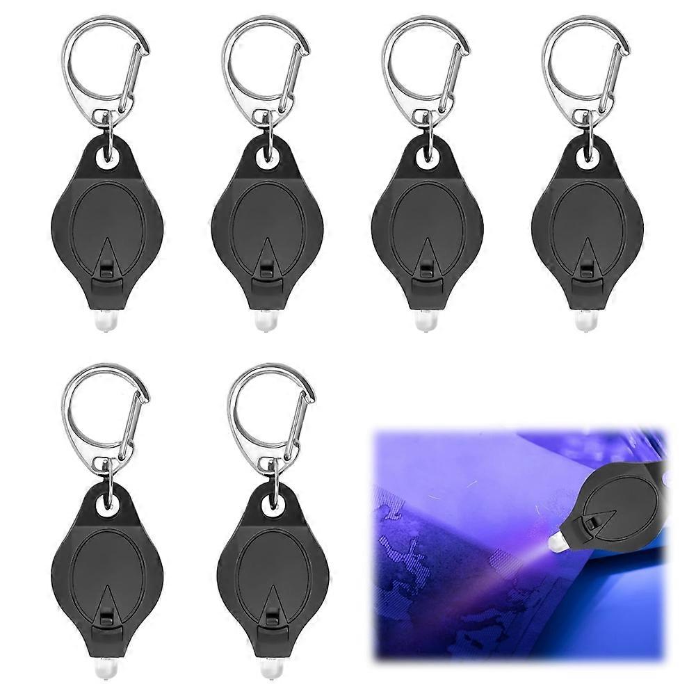 6 Pcs Keychain UV Light Blacklight Money Checker LED Keychain Flashlight Portable Flashlight Note Checker