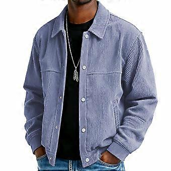 Chaqueta informal minimalista de manga larga con botones para hombre, color liso, morado claro, XXXL
