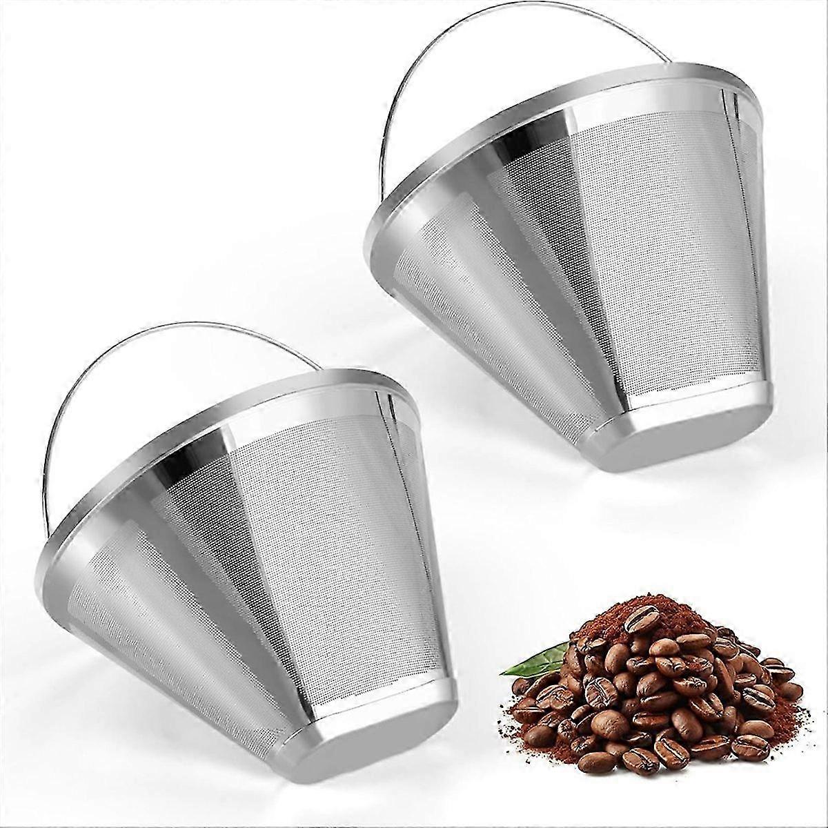 Stainless Steel Reusable Coffee Filter 4Pcs Cone Permanent Filter Replacement