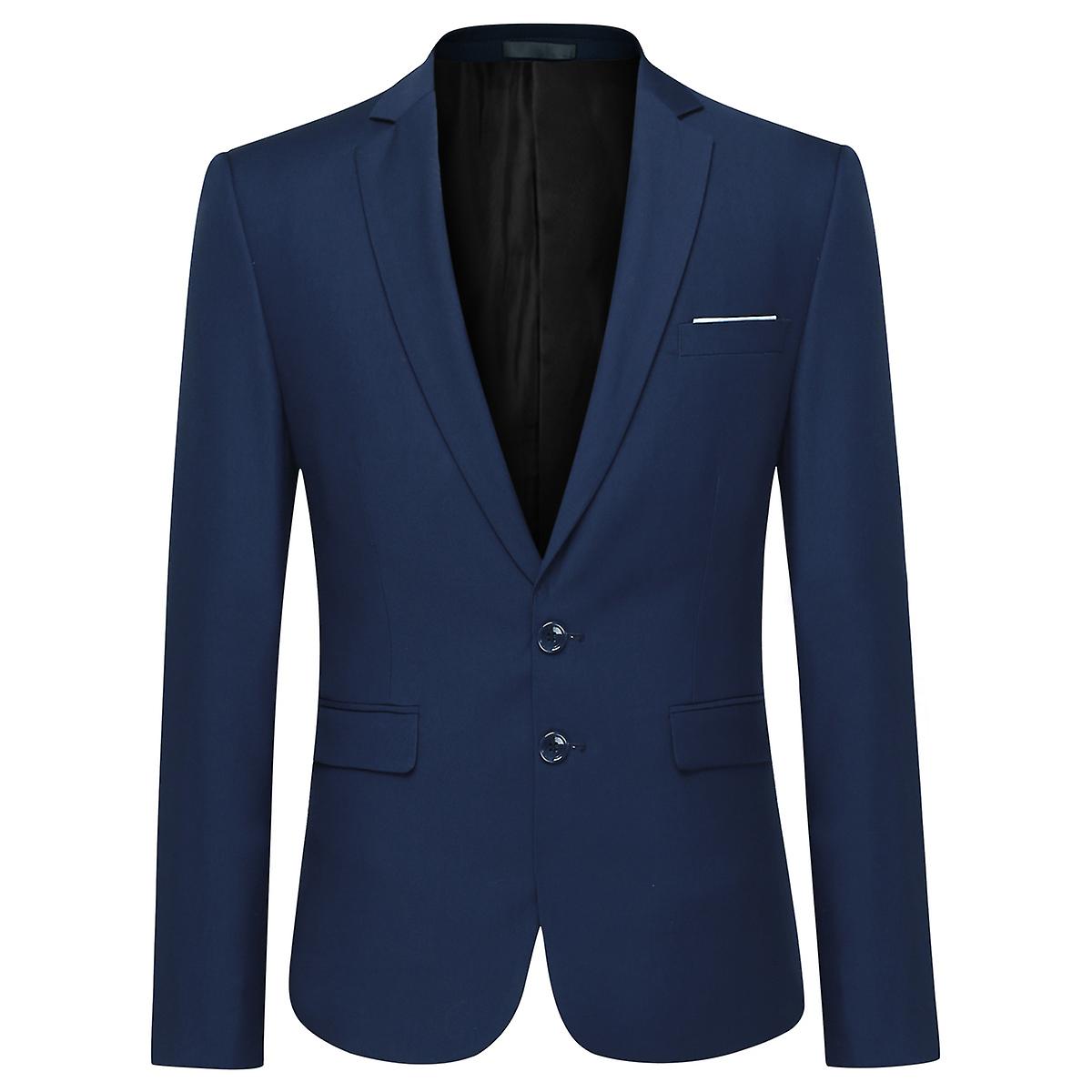Cloudstyle Men's Business Classic Notched Lapel 2 Button Solid Color Blazer