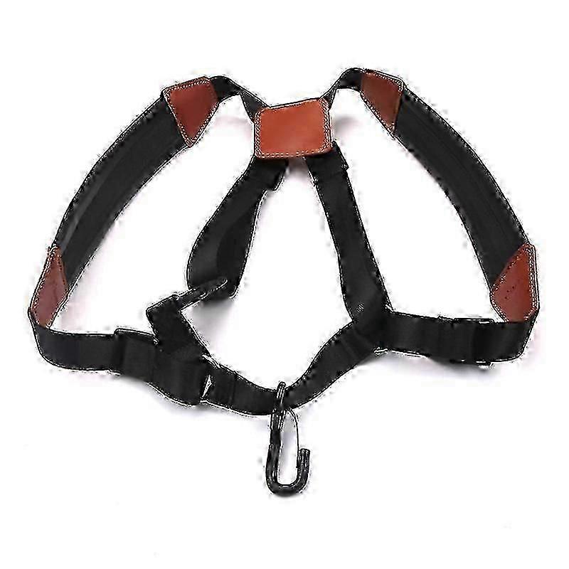 Universal Double Shoulder Saxophone Strap, Adjustable Padded Leather Harness