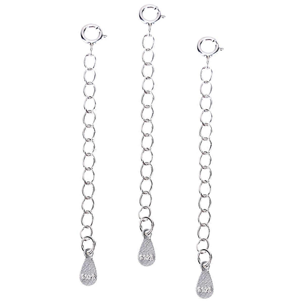 Silver Extender Chain for Bracelets Adjustable Jewelry 3Pcs Pack