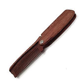 Conjunto de pentes de madeira dobráveis ​​para cuidados com a barba, cor café, ideais para viagens.