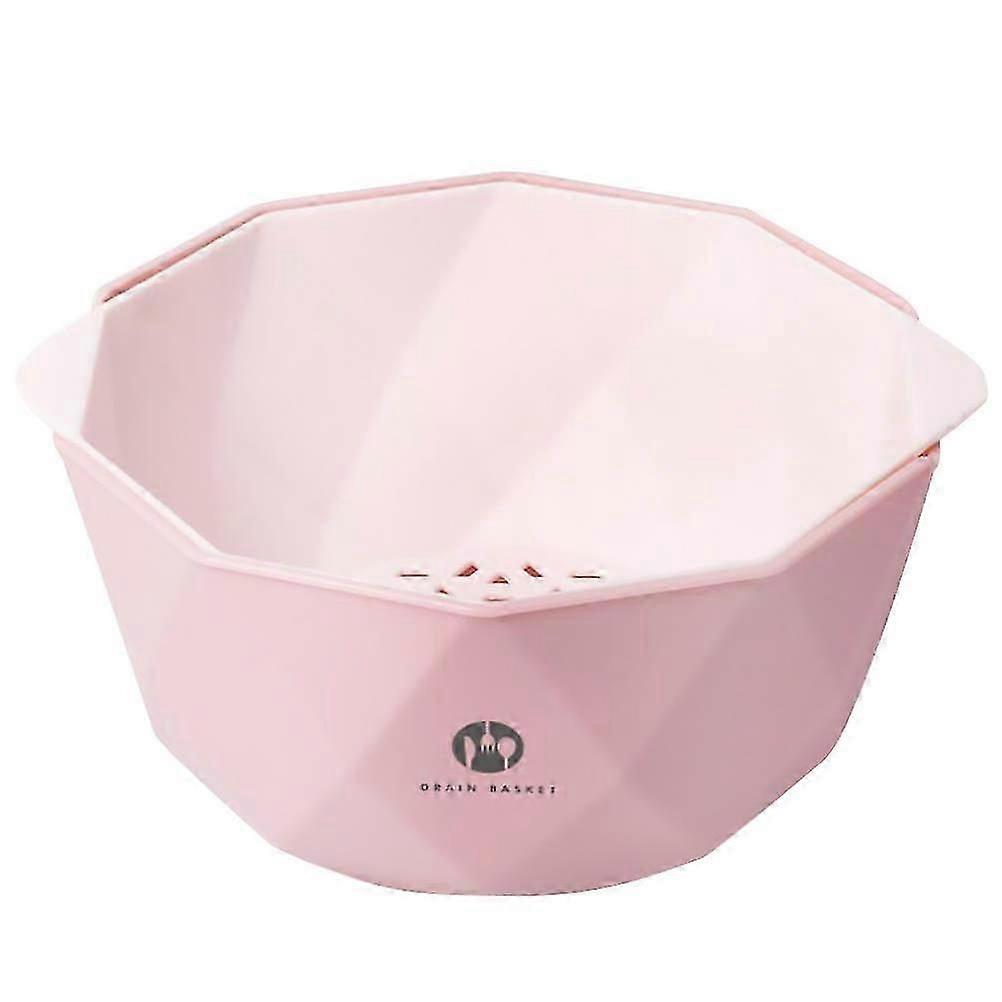 Double Layer Drain Basket, Pink, For Fruit Vegetable Washing