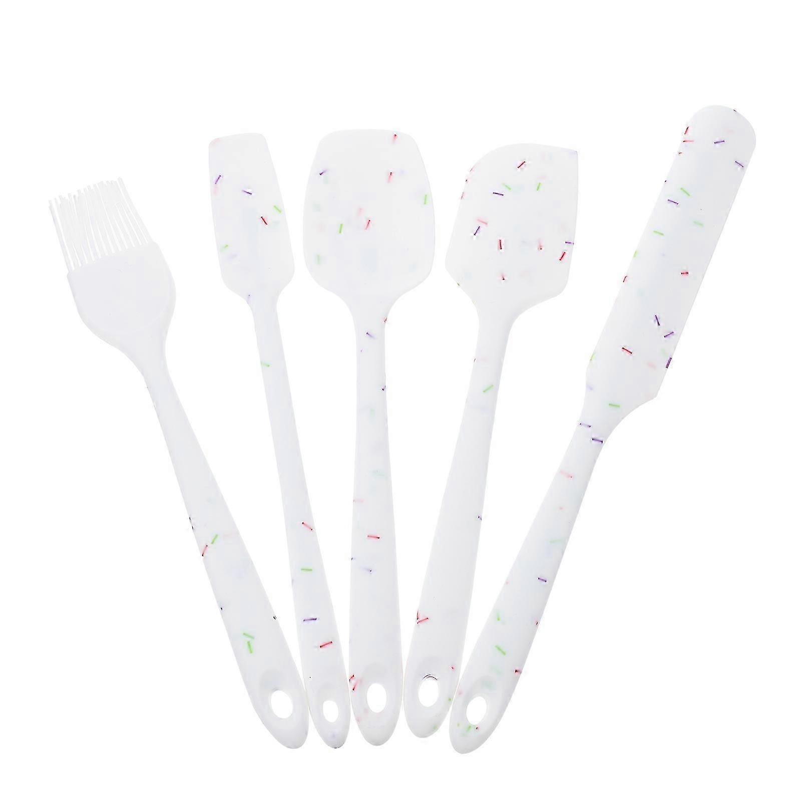 Silicone Spatula Set Baking Tools for Kitchen Use 5Pcs White Set