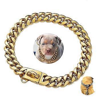 Coleira cubana para cães, corrente dourada, colar de luxo para cães.