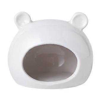 Ceramic Hamster Hideout Cave - Bear Shaped & Cooling - for Small Pets