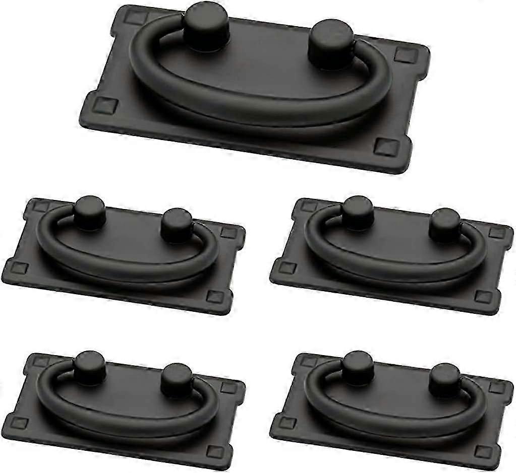 Brass 3-inch Horizontal C-C Bail Kitchen Cabinet Hardware Drawer Handle Pull, Flat Black,5Pack