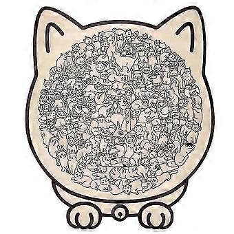 135pcs Irregular Morandi Cat-Shaped Wooden Jigsaw Puzzle, Unique Animal Puzzle for Adults & Kids, Holiday or Birthday Gift