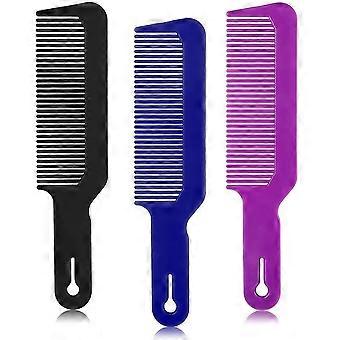 3 piezas Peines de peluquero Peines de cortadora Peines de corte de pelo de tapa plana Peines de corte de pelo para cortes de maquinilla y tapas planas (azul, morado, negro)