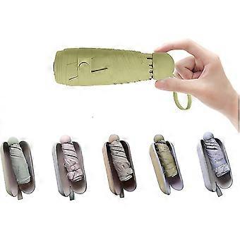 Mini paraguas de viaje para bolso con estuche pequeño compacto Uv protección de paraguas ligero al sol pequeño paraguas de bolsillo con estuche para mujeres, niñas