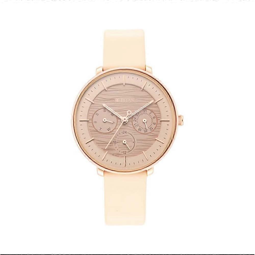 Titan Women's Svelte Rose gold: Multi-Function Watch with Leather Strap