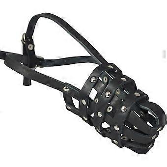 Leather Mesh Basket Secure Dog Muzzle #143 Black - German Shepherd, Labrador, Husky, Retriever (Circumference 11.5", Snout Length 4.25") Black Large
