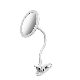 Lustro do makijażu z 10-krotnym powiększeniem, 6,5-calowa gęsia szyja, obracane o 360°, 3-kolorowe światło LED z funkcją ściemniania, 2000 mAh, ładowane przez USB, białe