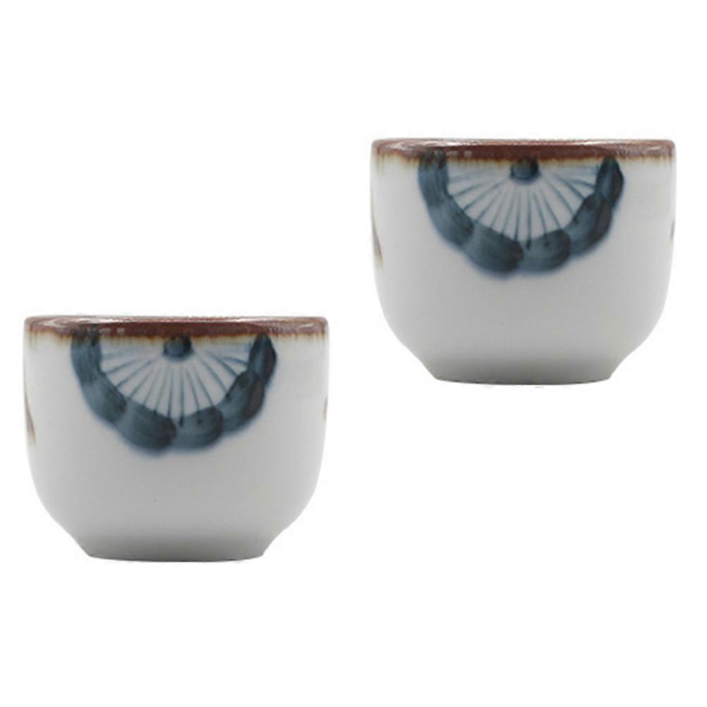 Floral Pattern Ceramic Sake Cups for Drinking Japanese Style 2Pcs Assorted