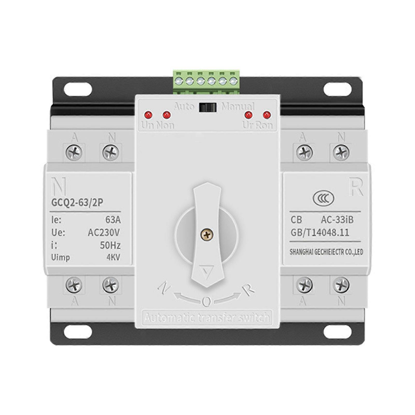 Power Changeover Device for Normal and Reserve Sources with Side Screw Wiring Points and a Top Control Connection Block Multicolor
