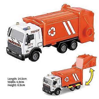 (2 stuks) Pull Back Alloy Garbage Sorting Toy Car Children's Sprinkler Cleaning Sanitation Model Boy Car Gift (Puili Red Garbage Truck)