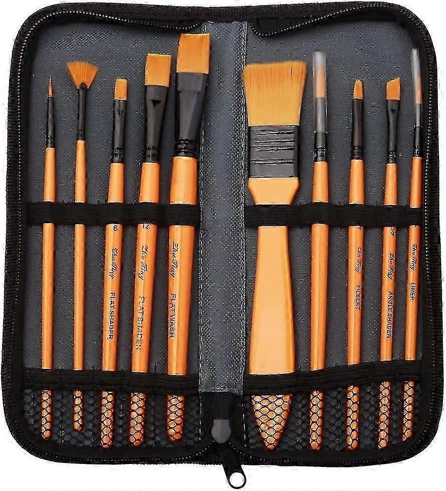 10pc Acrylic Brush Set Round Tip