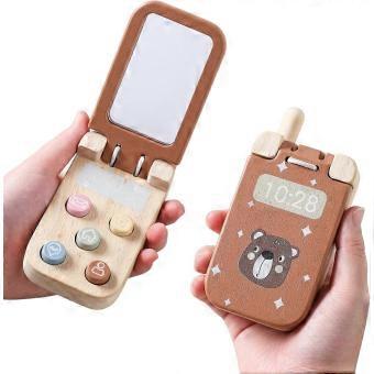 Natural Wood Flip Phone With Mirror