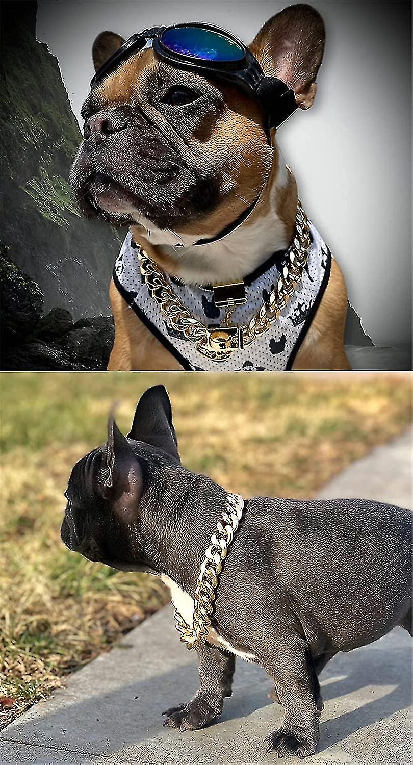thumbnail image 2 of Heavy Duty Stainless Steel Dog Chain Collar – Cuban Link Style – Gold – S/M/L 2 of 5