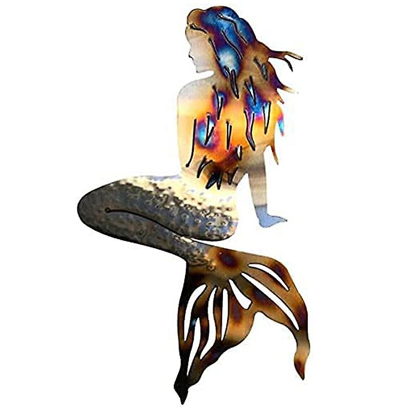 Mermaid Metal Wrought Iron Crafts Wall Art For Home Garden Pool Beach Decoration