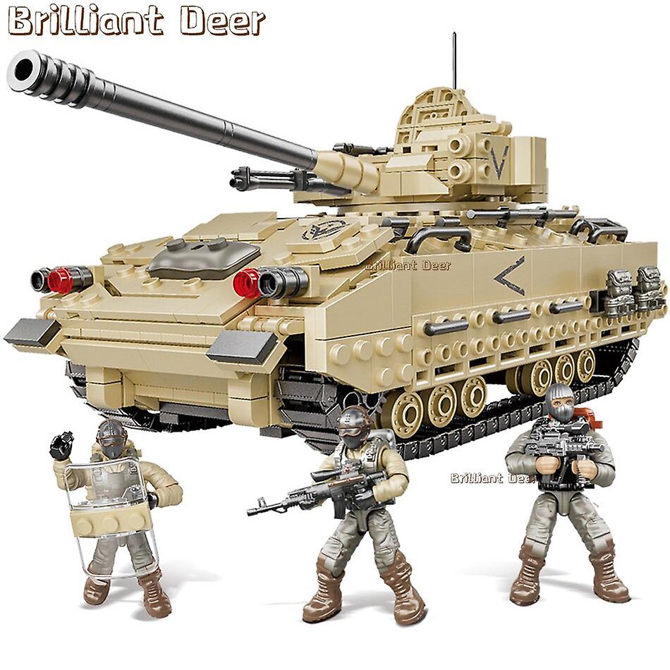 Askeri M2 Bradley M4 Sherman M1a2 Abrams Us Tank Yapı Taşları Tuğla Model Ww2 Ordu Asker Silah Çocuk Erkek Oyuncakları